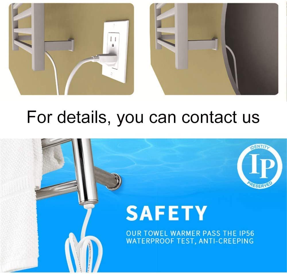 Toallero eléctrico calefactado de Acero Inoxidable 304, radiador de Lujo para Pared, con 4 Barras, para baño.