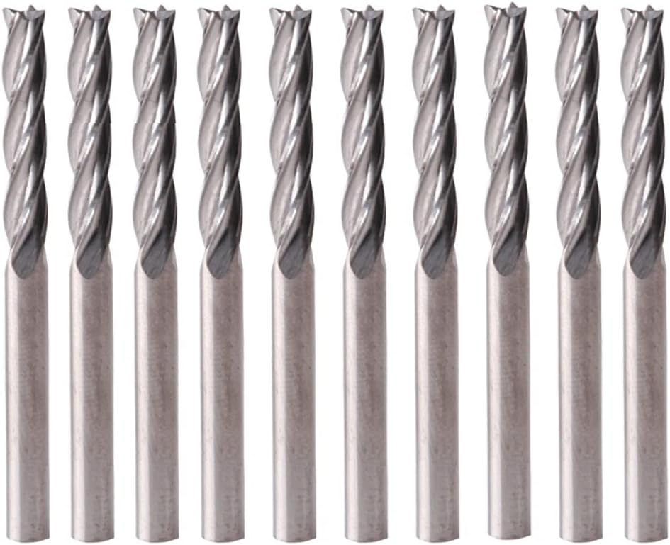 10pcs 1/8" Shank Tungsten Carbide End Mill Cutter, 4 Flutes Spiral Bit End Milling Cutter piral CNC Rotary Bits Set (3.175 x 15mm)
