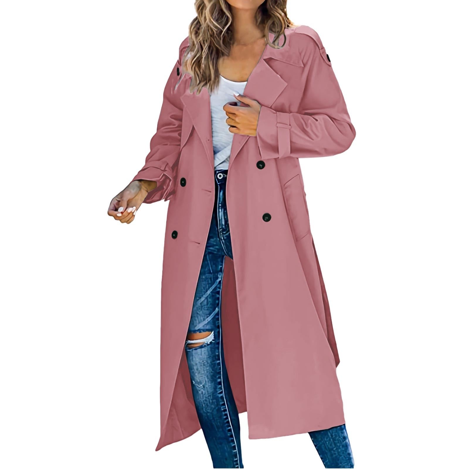 Generisch Gabardina de invierno para mujer, chaqueta informal con cremallera suelta, cárdigan largo para mujer