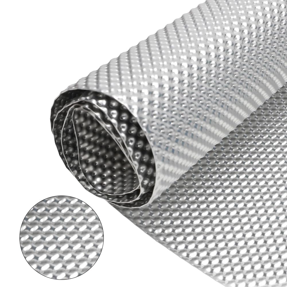 LOMUG Plaque de protection thermique en aluminium embossé, 100 cm x 40 cm, Plaque de protection thermique en aluminium pour véhicule, Kit de réparation de plaque de protection thermique aluminisée