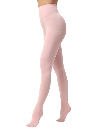 EVERSWE Women's 80 Den Soft Opaque Tights, Women's Tights - Large-X-Large - Pink