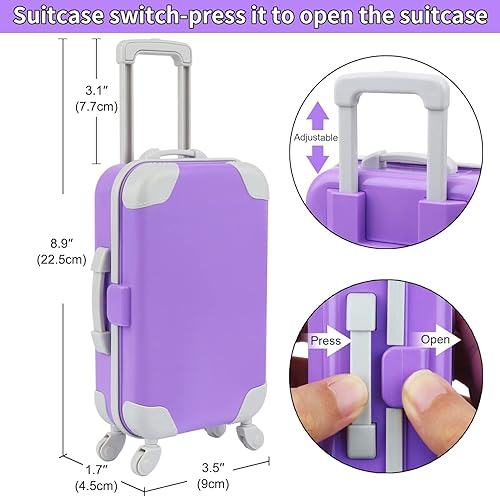 Miniatura 8 de Ecore Fun American - Juego de accesorios de equipaje de viaje para muñeca y muñeca de 145 pulgadas incluye 1 muñeca de bebé 2 ropa 1 maleta de