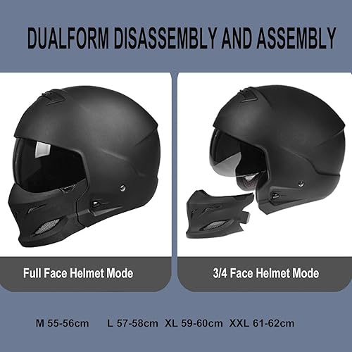 Miniatura 5 de Casco de cara completa para motocicleta unisex-adulto para bicicleta de tierra, ATV, scooter, crucero, casco de motocross de 34 de cara