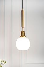 Divine Trends Globe Hanging Pendant Light Antique Brass Finish with Frosted Milky White Glass | Hanging Lamp for Living Room | Pendant Ceiling Lamp - Pack of 1