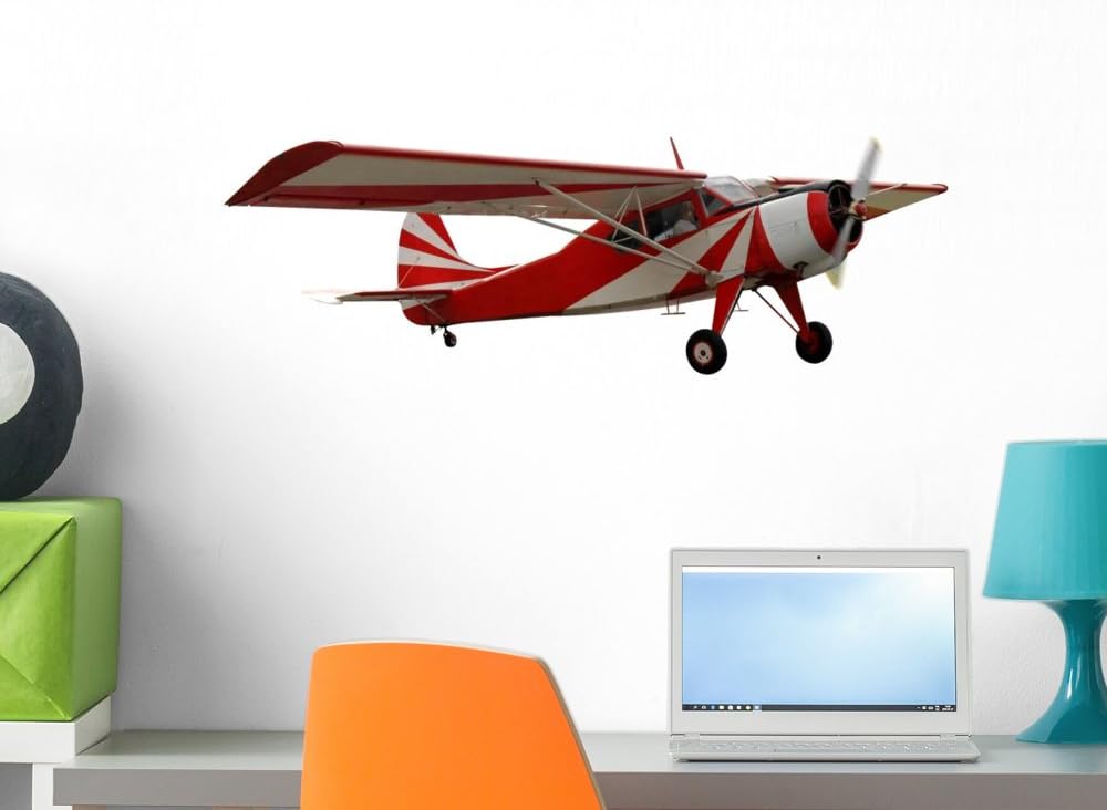 Red Airplane Wall Decal Wallmonkeys Peel and Stick Decals for Boys (24 in W x 17 in H) WM101687