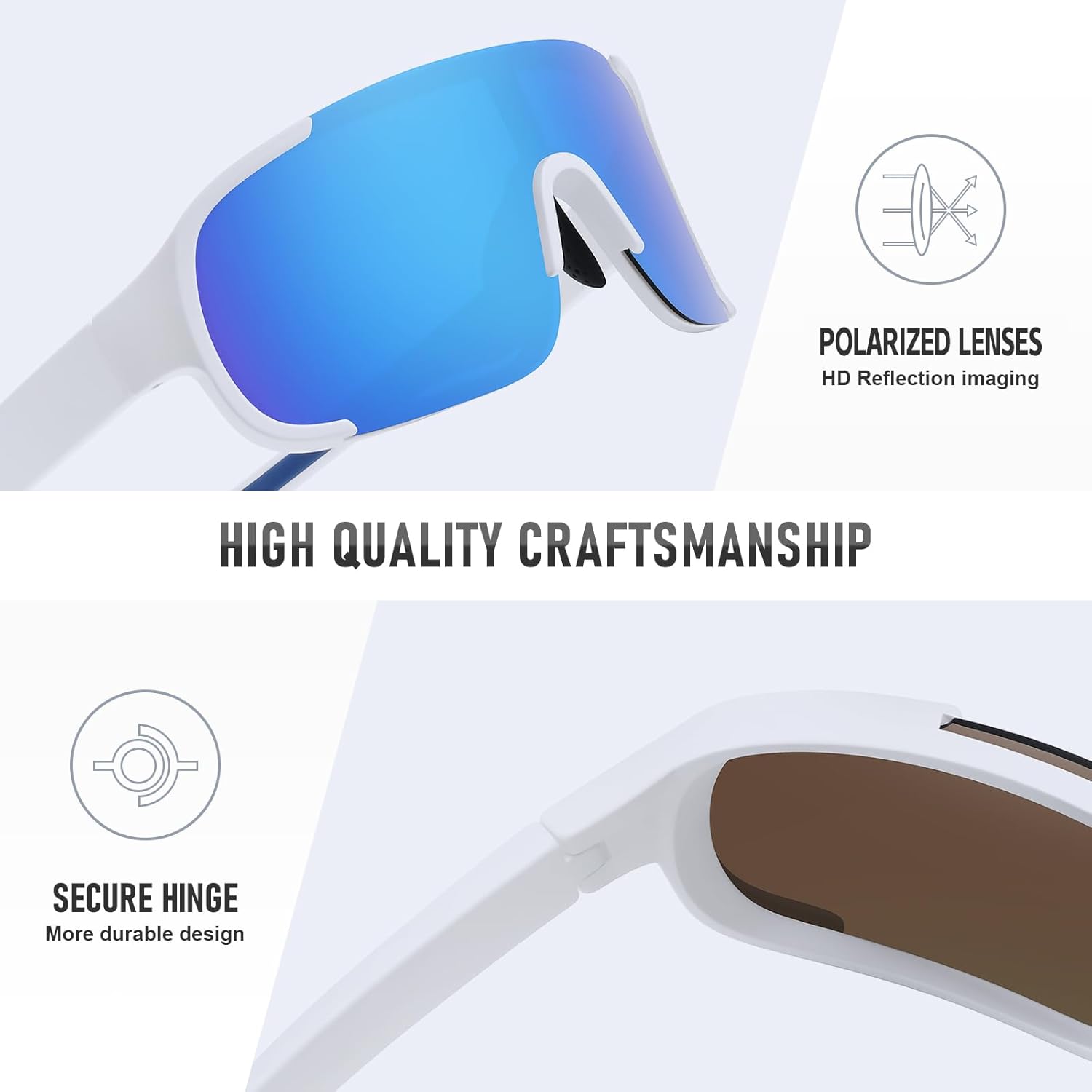 Polarized Cycling Sports Sunglasses for Men Women UV Protection Fishing Bike Running Wrap Around Sun Glasses - Image 4