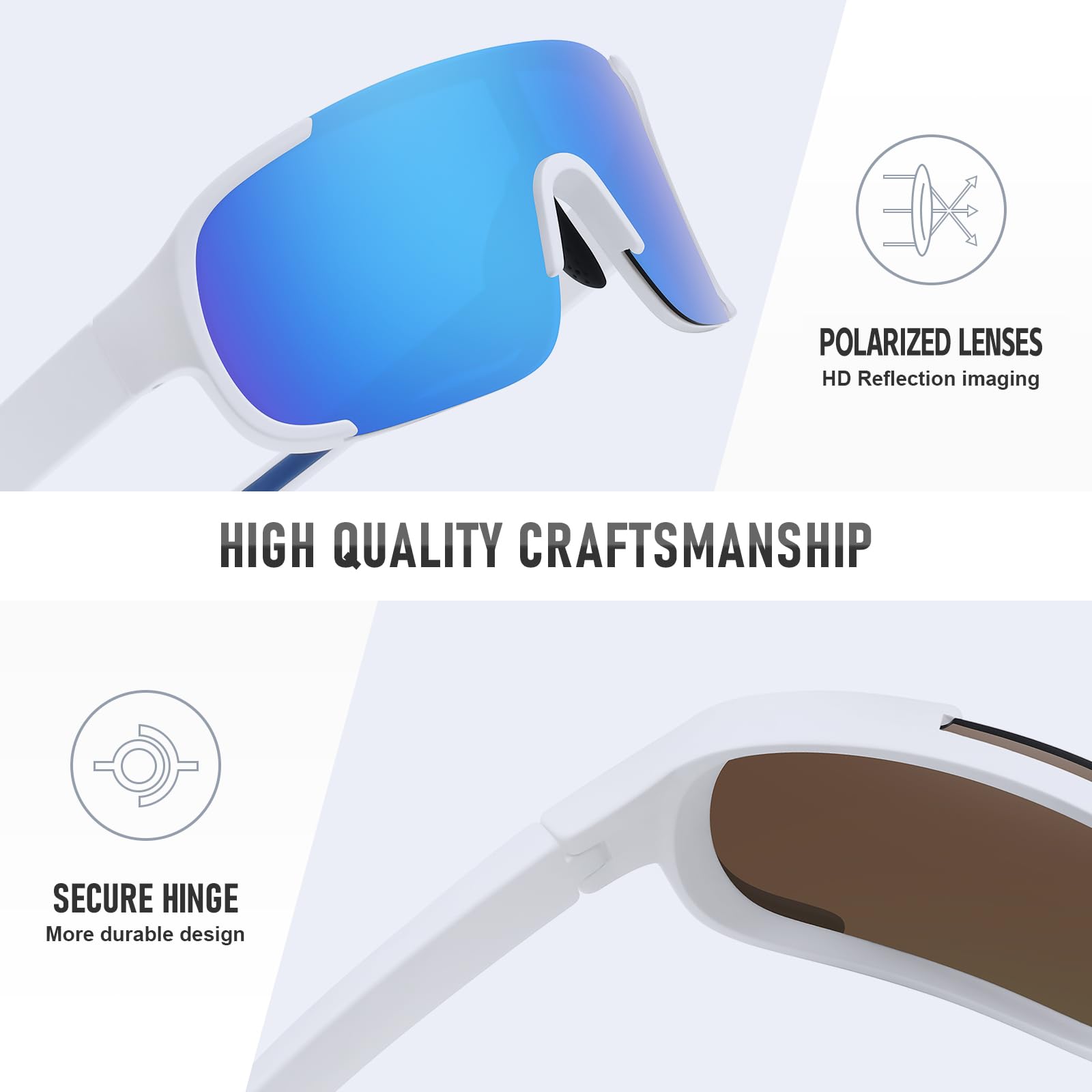 Lunettes de soleil polarisées, cyclisme, sport, lunettes de soleil pour homme et femme, protection UV, pêche, cyclisme, course à pied, lunettes de soleil enveloppantes