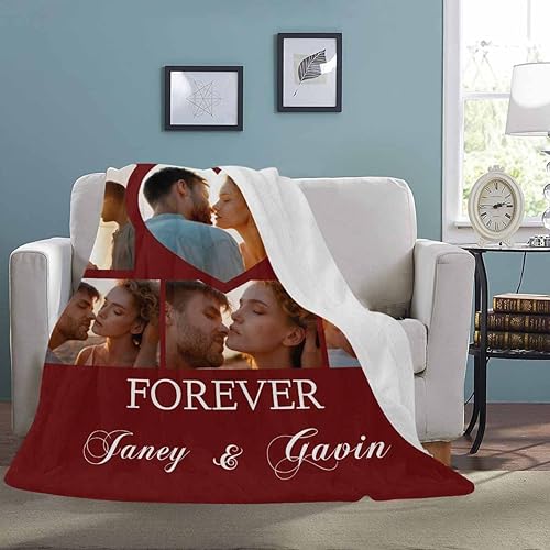 Miniatura 2 de Artsadd Regalo personalizado para novio novia manta de San Valentín con fotos manta personalizada para esposa marido regalos de cumpleaños 50 x 60