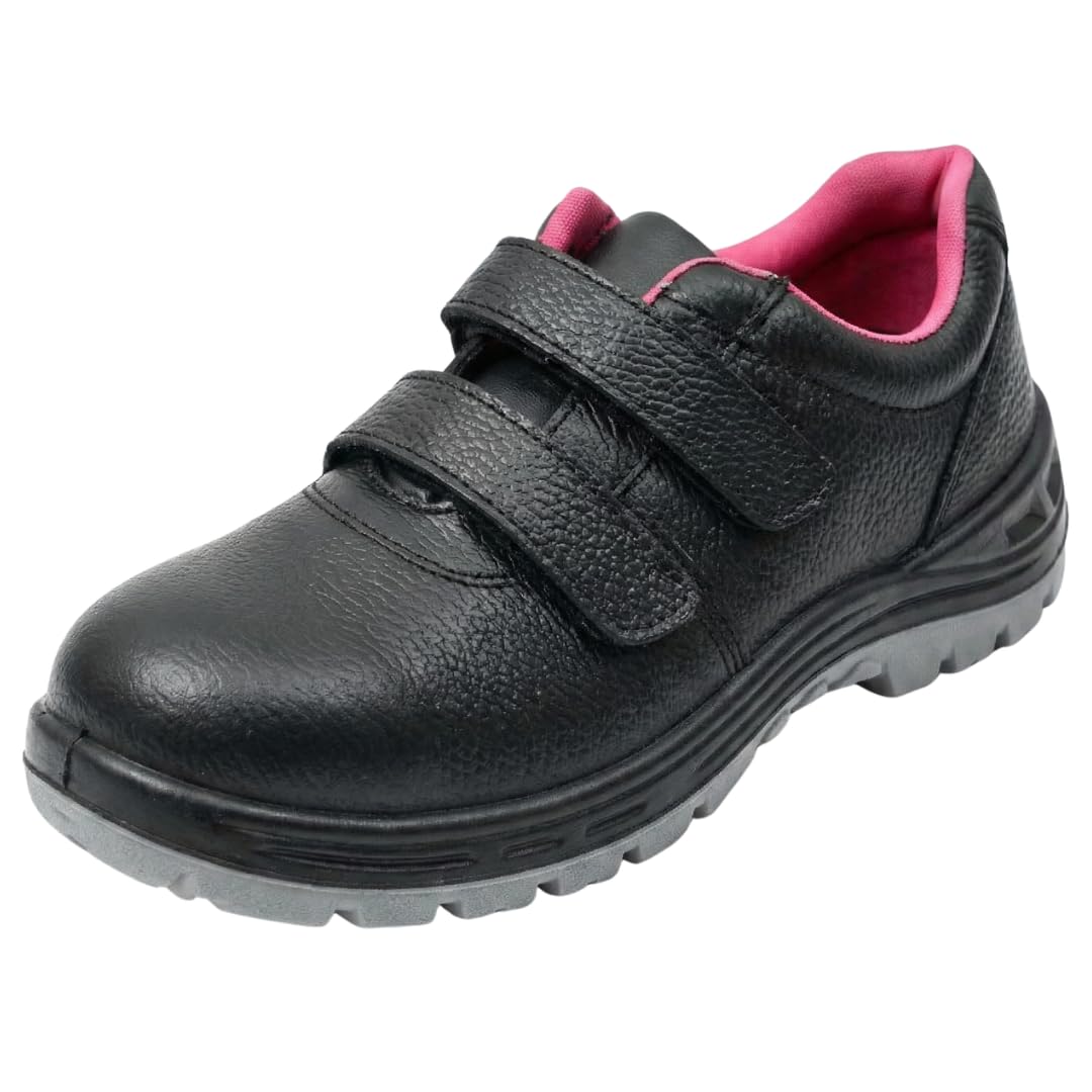 contablue Women’s Safety Shoes, Genuine Leather Steel Toe Work Safety Shoes for Industrial Work | Water Resistant, Anti-Skid Double Density PU Sole, Lightweight & Comfortable for Long Shifts-picture-16