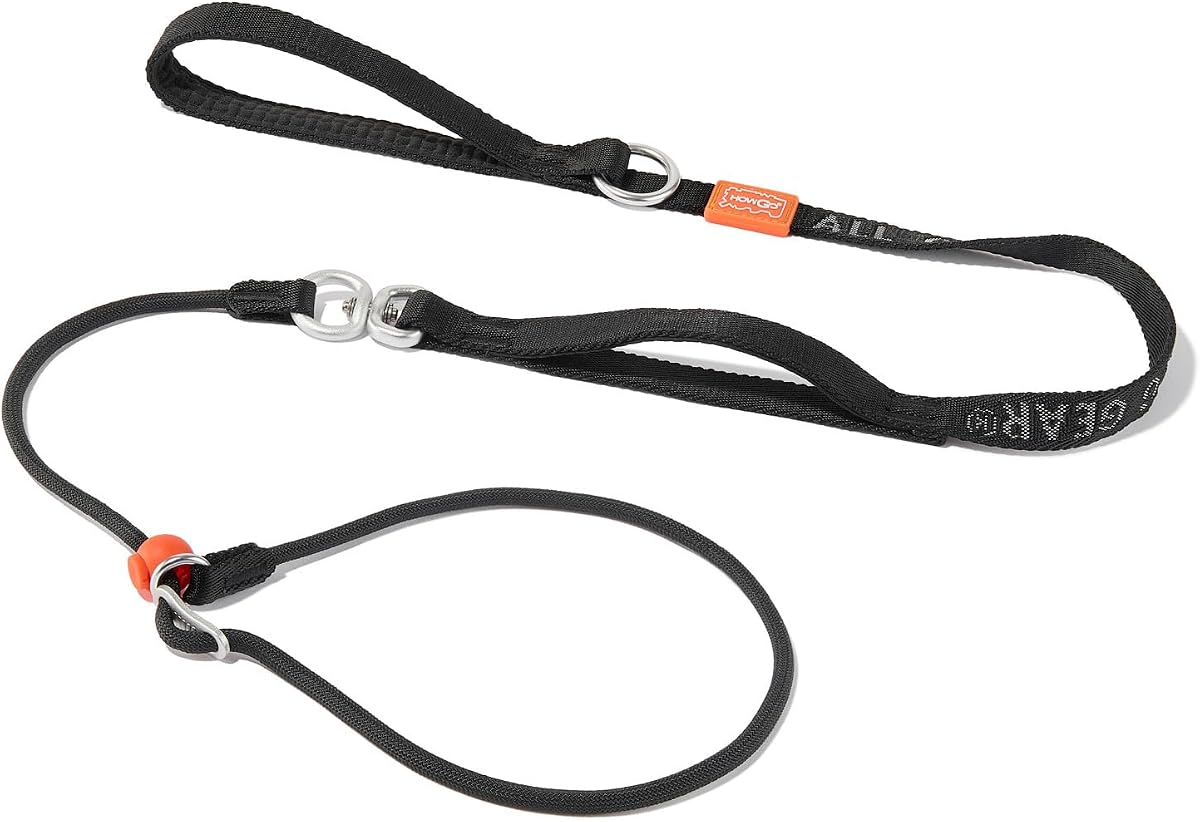 Slip Lead Dog Leash, 360°Swivel Anti-Tangle (Black 5.5FT) | Traffic Handles Heavy-Duty Training Fur Stuck Free,Lightweight Aluminum Nylon,No-Pull Walking,All Breeds, Dog Trainer