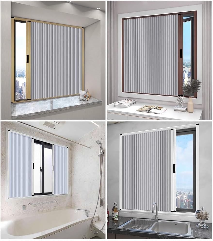 Vertical Blinds, Folding Privacy Window Panel Track Blinds, Sliding Window Shades Blinds, Winter Window Seal to Keep Warm, Customizable Coverage(1800x1200mm)
