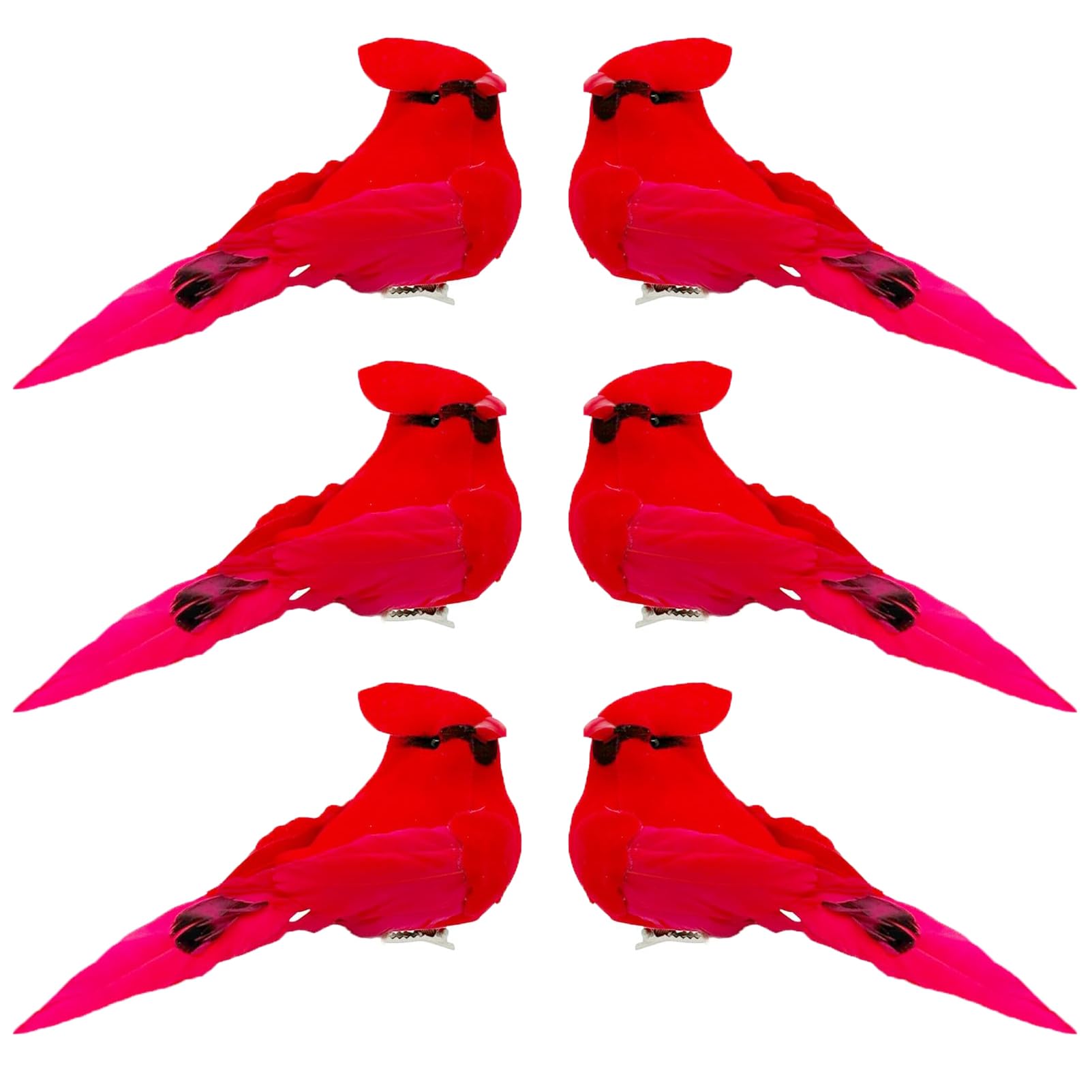 Artificial Birds Cardinals Red Artificial Bird with Clips for Park Decoration Garden Christmas Tree Ornaments