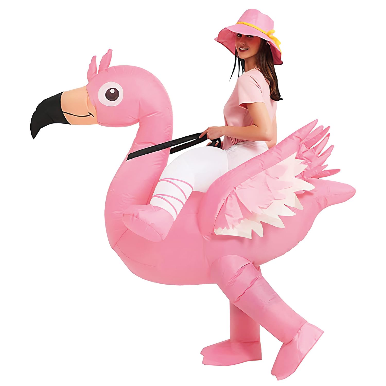 AirSuit® Pink Flamingo Inflatable Costume | Unusual Costume | Adult Size 160 to 190 cm | Made of High Strength Polyester - Comfortable to Wear | Inflation System Included | OriginalCup®
