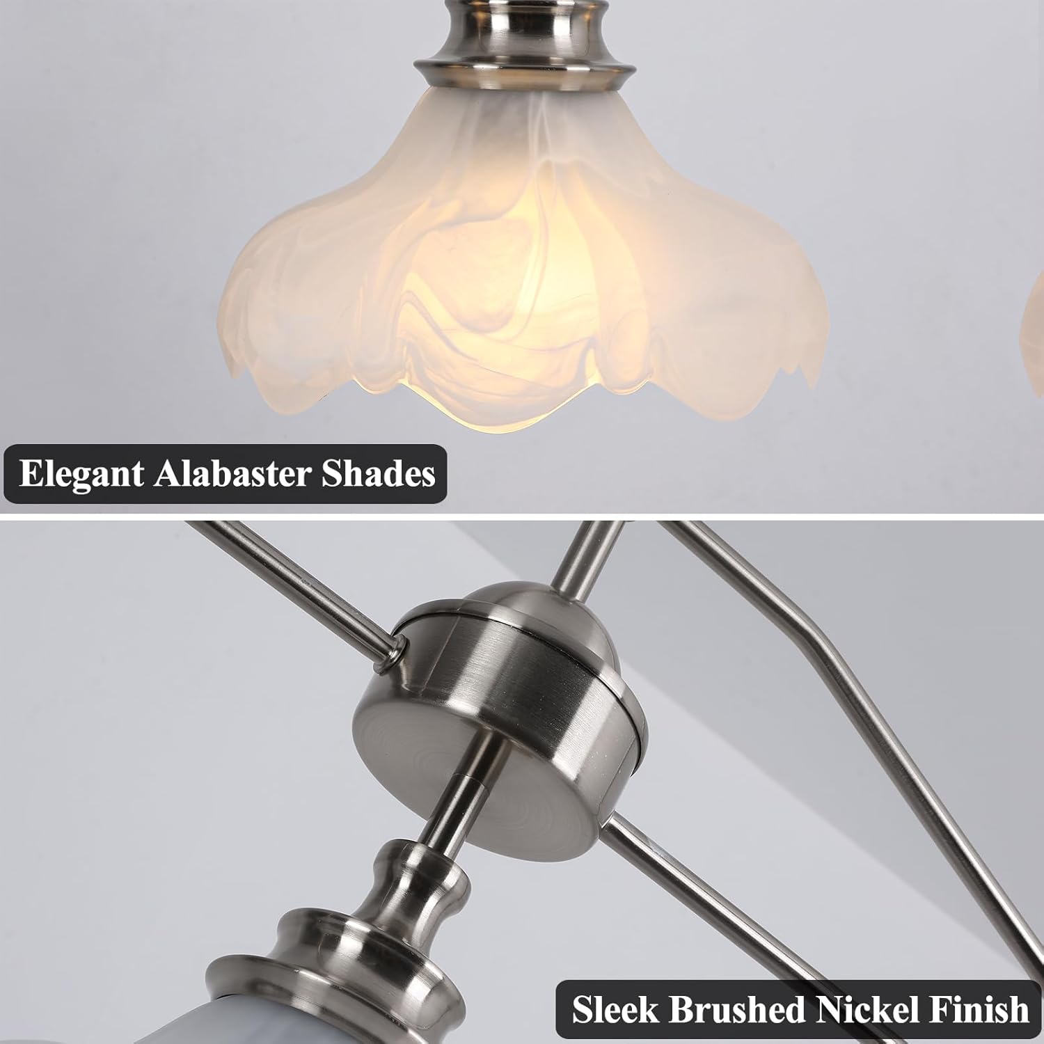 32.5" Modern Kitchen Island Lights with Alabaster Glass Shade, 3-Light Dining Room Lighting Fixtures Hanging, Transitional Multi Pendant Lighting, Brushed Nickel Finish