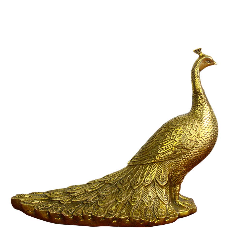 SnamicE Peacock Sculpture Statue, Copper Peacock Model Home Desktop Brass Sculpture Craft Desk Decoration Art,
