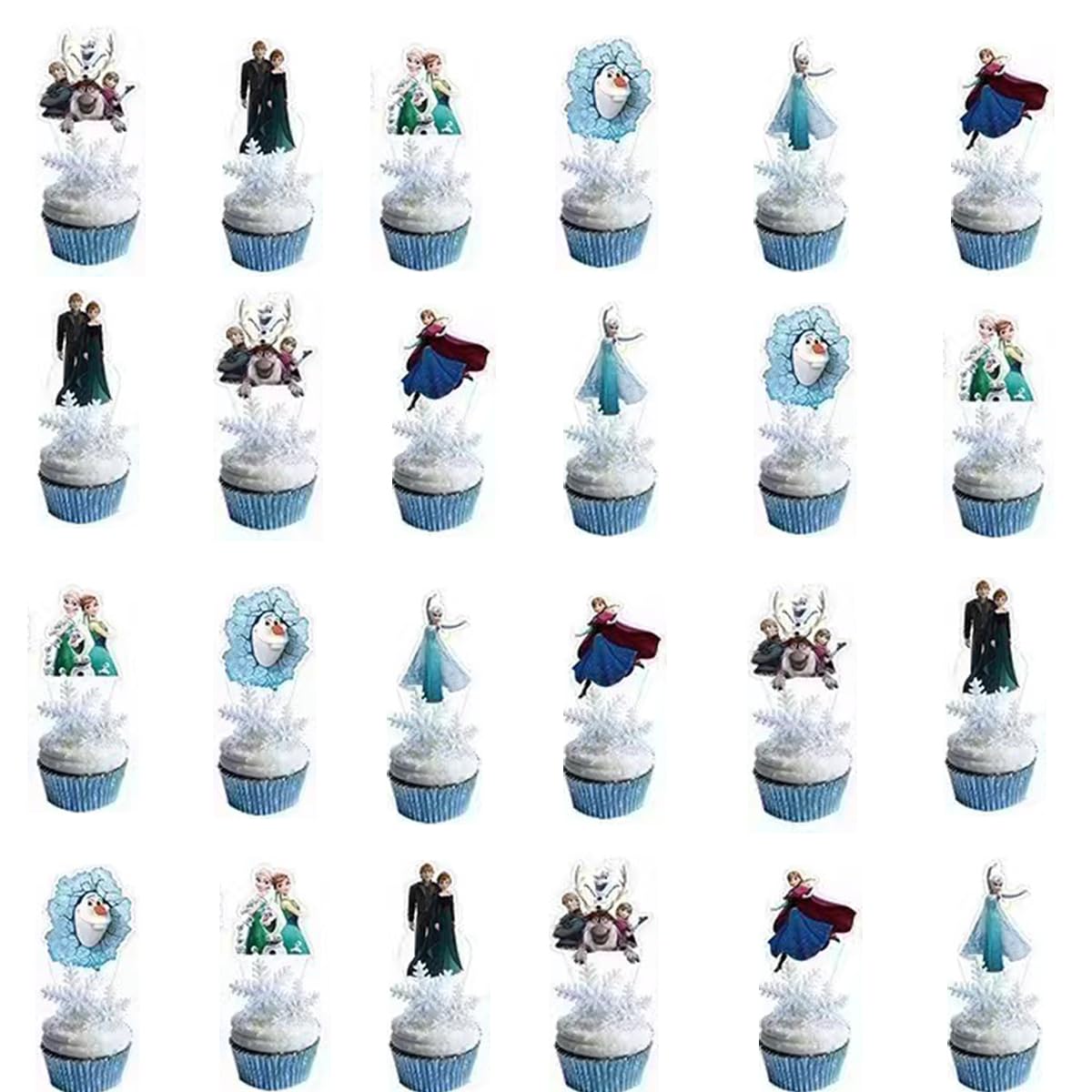 48 Pieces Frozen Cake and Cupcake Party Supplies — Frozen Theme Cake and Cupcake Topper for Kids Birthday Party Decor
