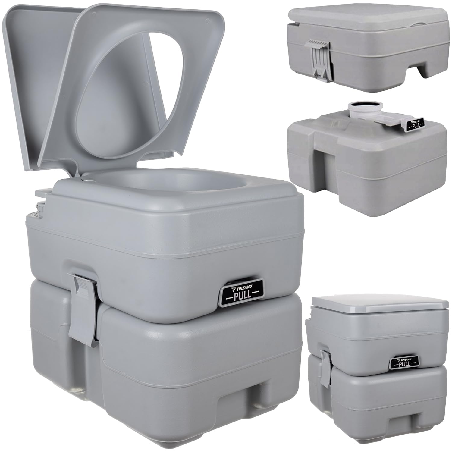 TRIZAND Mobile Camping Toilette mit Deckel Campingtoilette mit Deckel Spültank 12 L Abwassertank 20 L Angenehme Sitzhöhe 120 Kg Tragkraft für Wohnmobile Boots Garten Hygienisch, Geruchsdicht