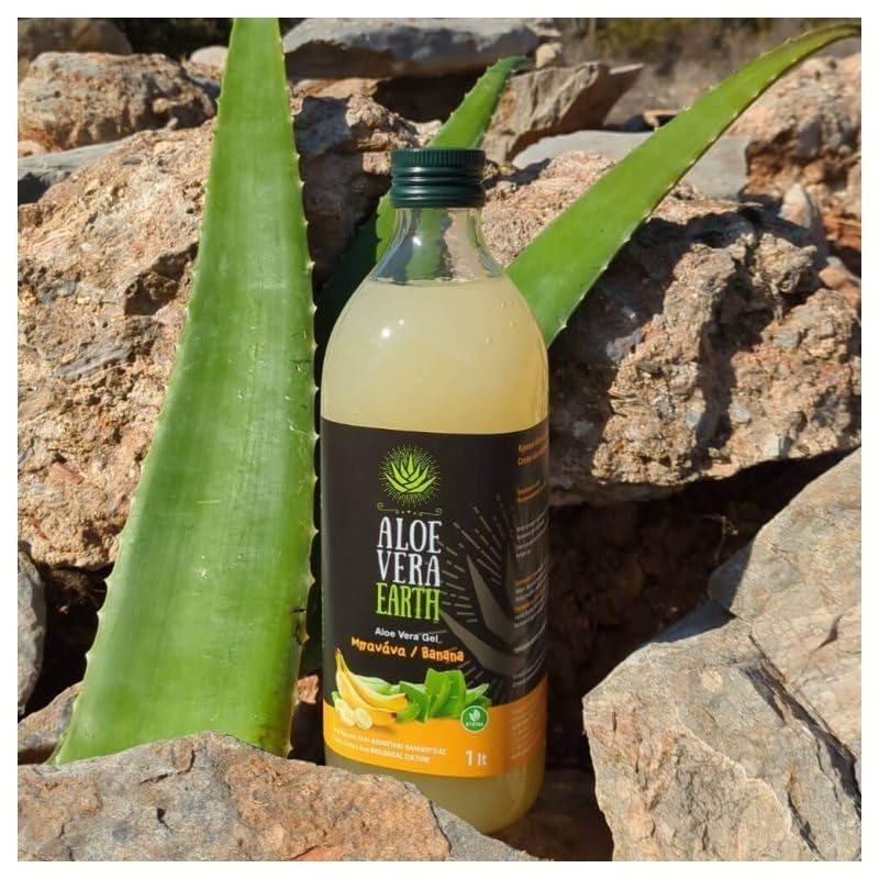 Gel d'aloe vera avec morceaux pulpe authentique goût banane 1L