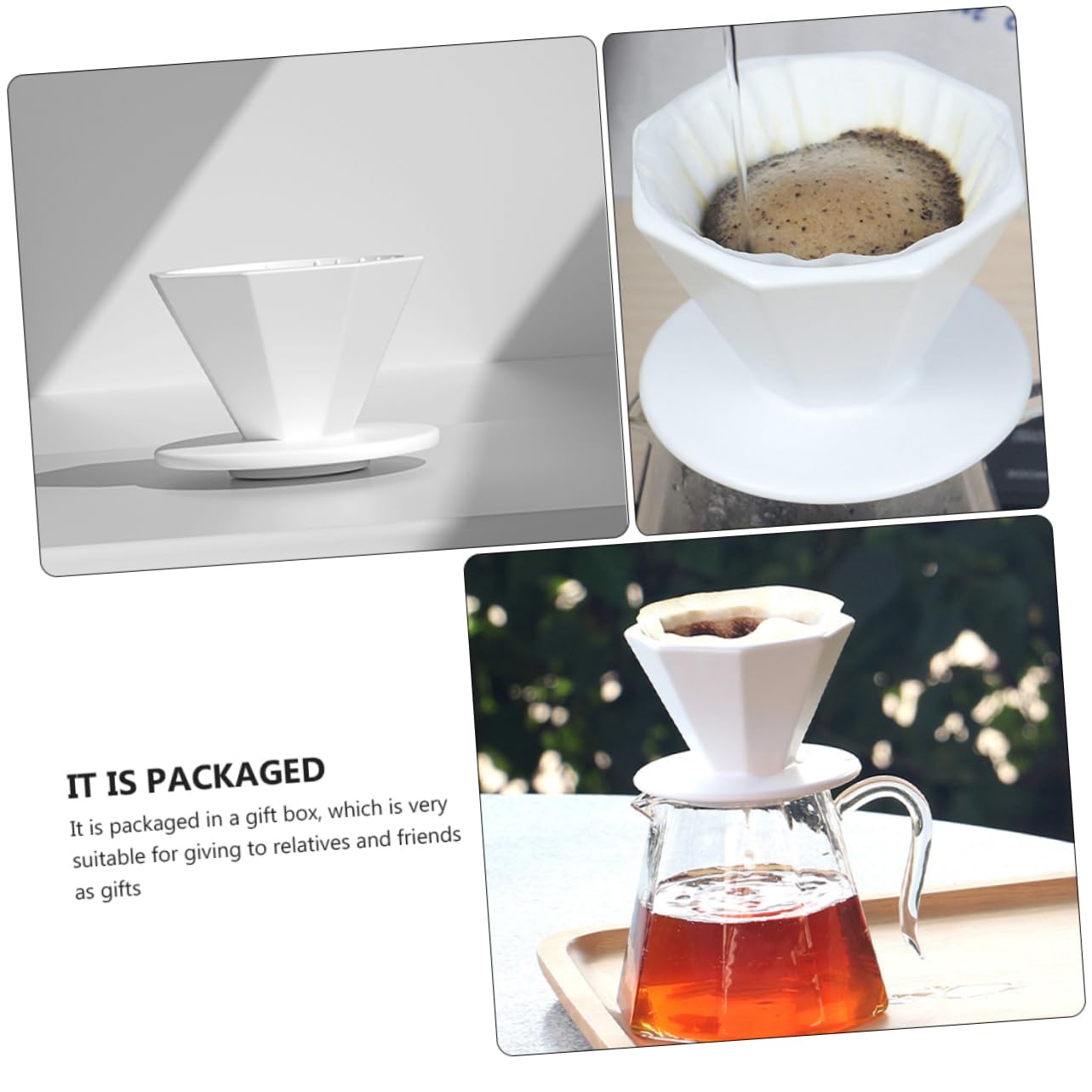 Manueller Kaffeefilter aus Keramik Weiß Leicht und Tragbar Feine Filterung für Kaffeezubereitung zu Hause