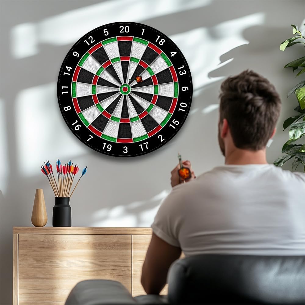 Professional Dartboard Set, 17.7 Inch, Aluminum Alloy Frame, EVA Surface, UV HD Printing, 6 Darts Included