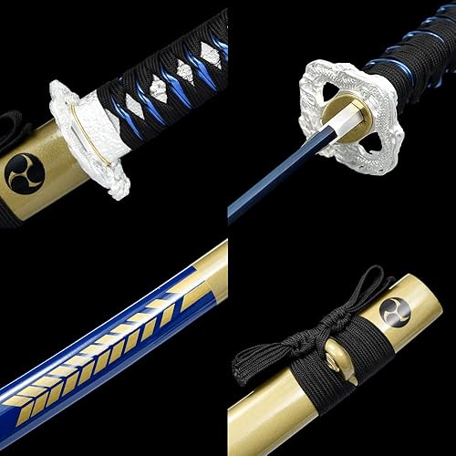 Miniatura 6 de 1095 arcilla templada de acero de alto carbono, Hademade - Espada samurái tradicional forjada a mano completa, espada katana japonesa afilada