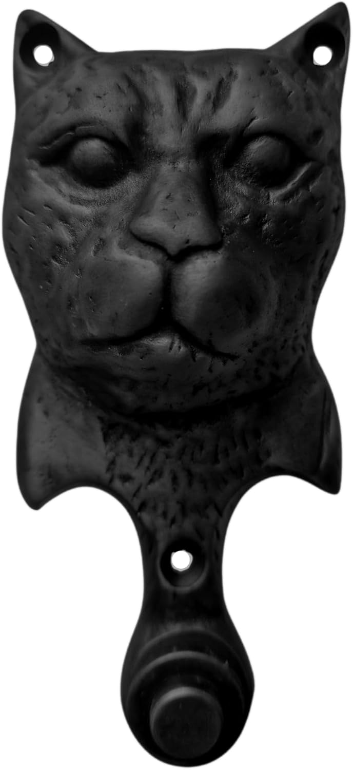 Brass Cat Head Wired Doorbell Button,Decorative Vintage Style Cat Head Door Bell Push for Home Entryway, Hardwired (Black Oxide)