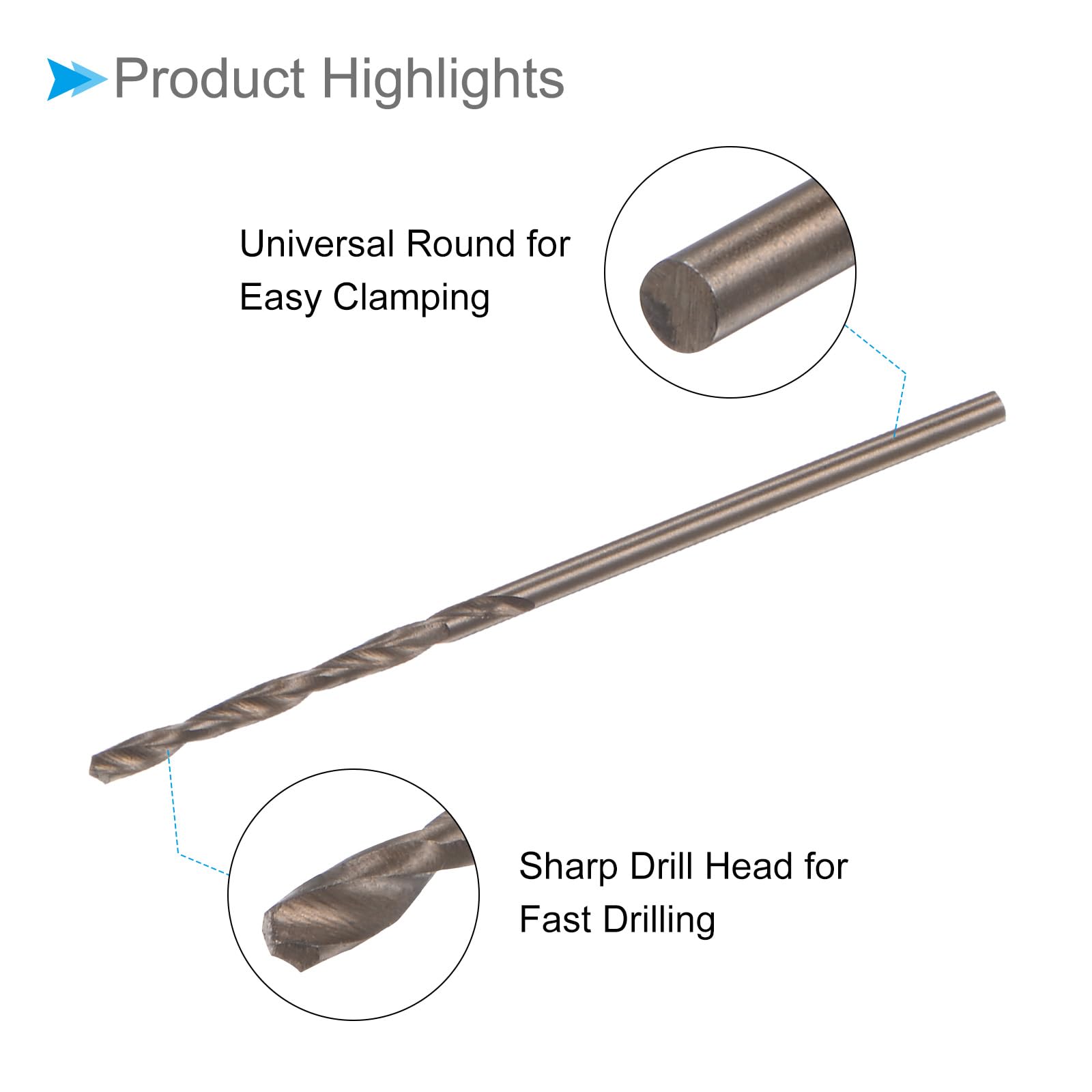 CoCud Cobalt Twist Drill Bits, 1.4mm Cutting Diameter 0.06" Shank - Image 4