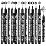 Gelanty Black Fineliner Pens Set 12 Pack Fineliners Technical Drawing Pens, Micro Liner Art Pens for Artist, Brush Pens for Art Sketching, Technical Drawing, Illustration, Comic