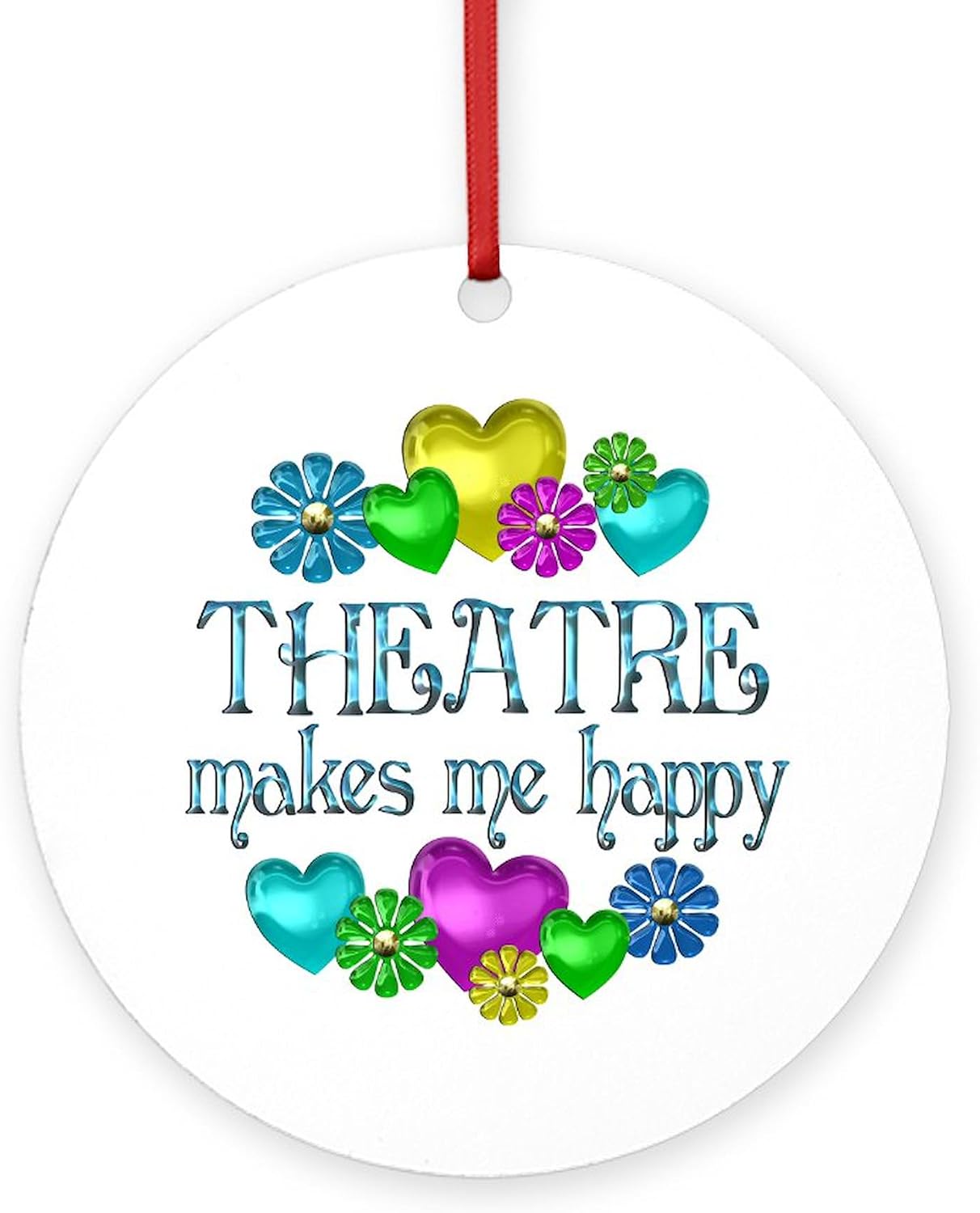 CafePress Theatre Happiness Round 4" MDF Holiday Ornament