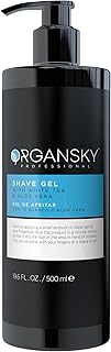Organsky Professional Shaving Gel – 19.6 fl oz | Transparent Non-Foaming Razor Glide Gel for Barbers & Men | Cooling Aloe Vera & White Tea Formula | Irritation-Free Precision Shave for Sensitive Skin