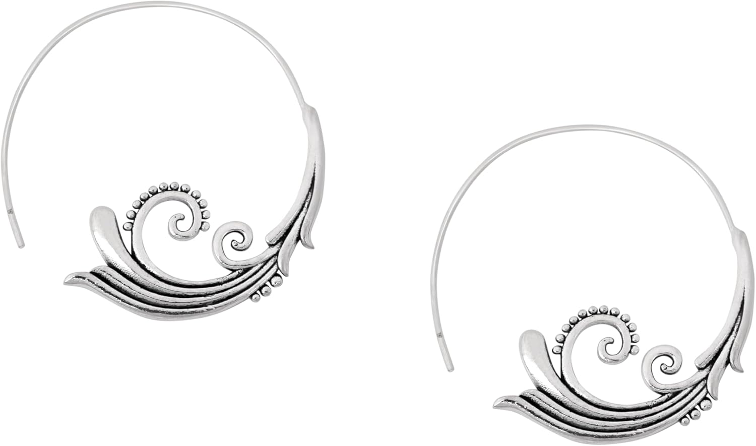 HAQUIL Vintage Ocean Hoop Earrings - Wave Nature Women's Drop Shape Oval Hoop Earring Jewelry