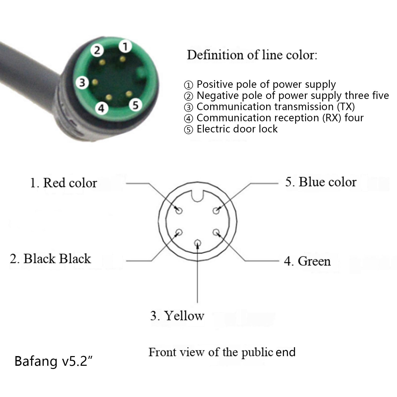 Jiawu Display LCD per Bici Elettrica 24V 36V 48V 52V 60V 72V, Display LCD Colorato per Bicicletta Compatibile con il Protocollo di Comunicazione del Controller KT V5.2 JLCD APT 1.3 KDS per Bici