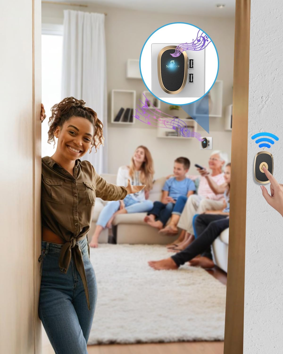 Spromoce Wireless Calling Bell for Home with 2 Receiver,1000Ft Long Range Door Bell for Office,IP55 Waterproof Cordless Remote Doorbell with 38 Chimes, 4-Level Volume — Amazon image 8