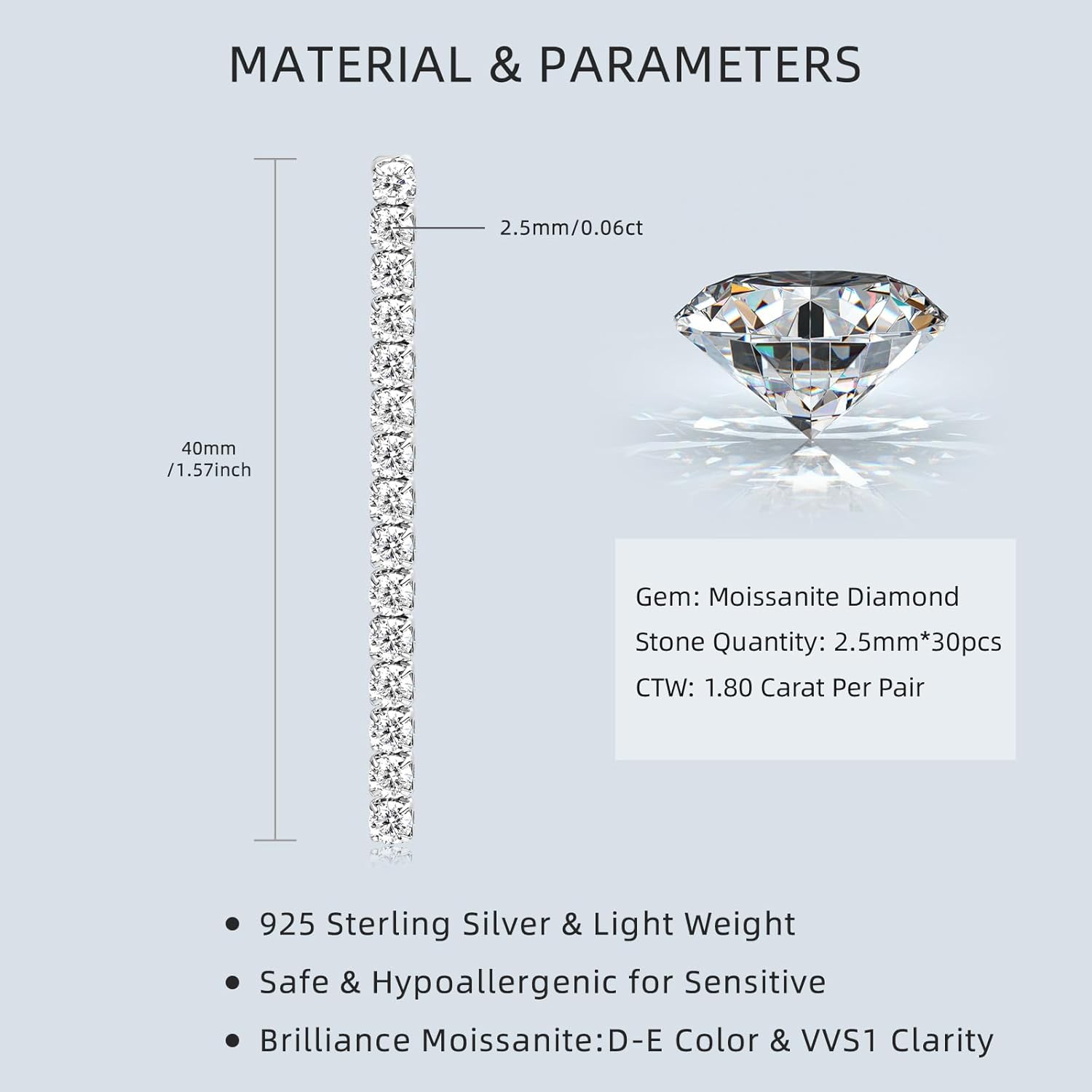 AINUOSHI Moissanite Dangle Earrings for Women Lab Created Diamond Linear Drop Earrings with GRA Certificate 14k gold Plated 925 Sterling Silver Post Dainty Dangling Chandelier Earrings for Everyday Wear Wedding Bridal Prom