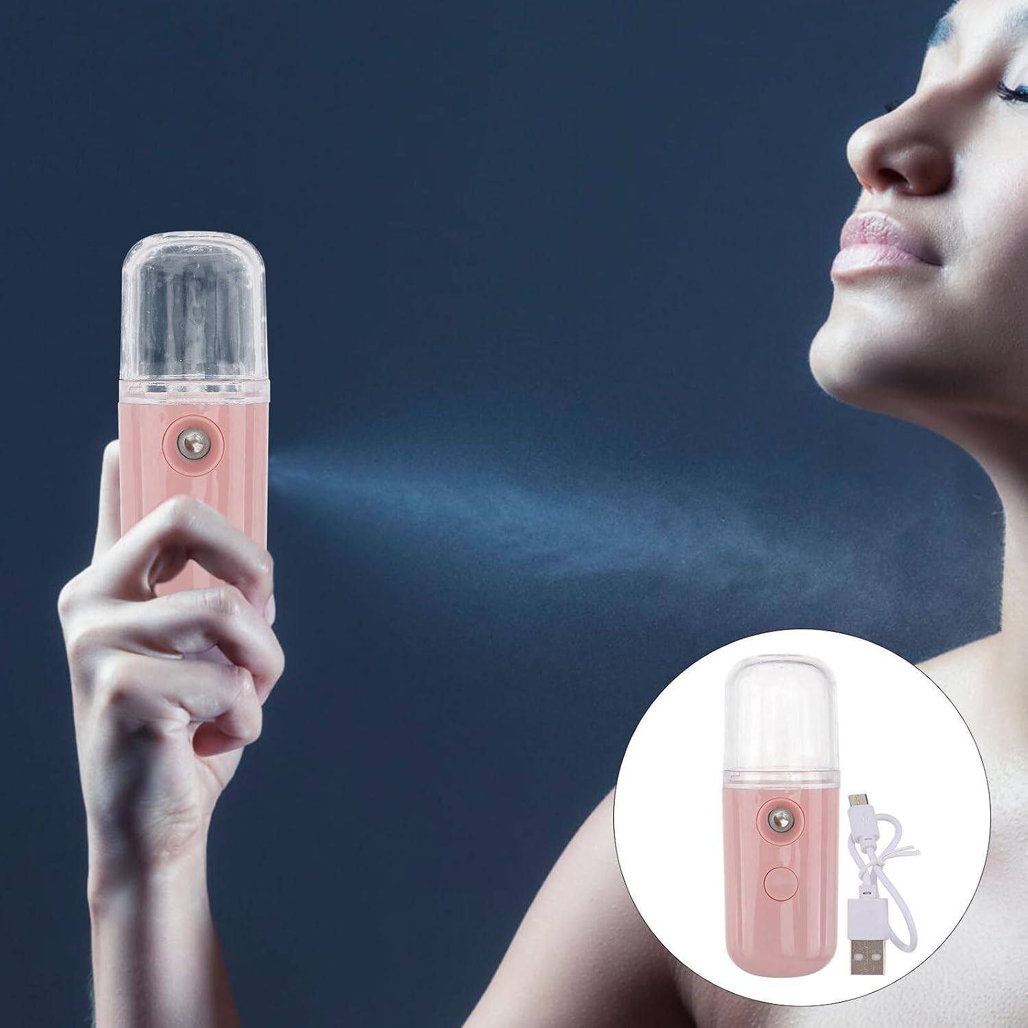 OSALADI Portable Nano Facial Mister USB Rechargeable Moisturizing Face Steamer with Capacity Tank Deep Skin Moisturizer for Makeup Refresh and Daily Skincare Random Color