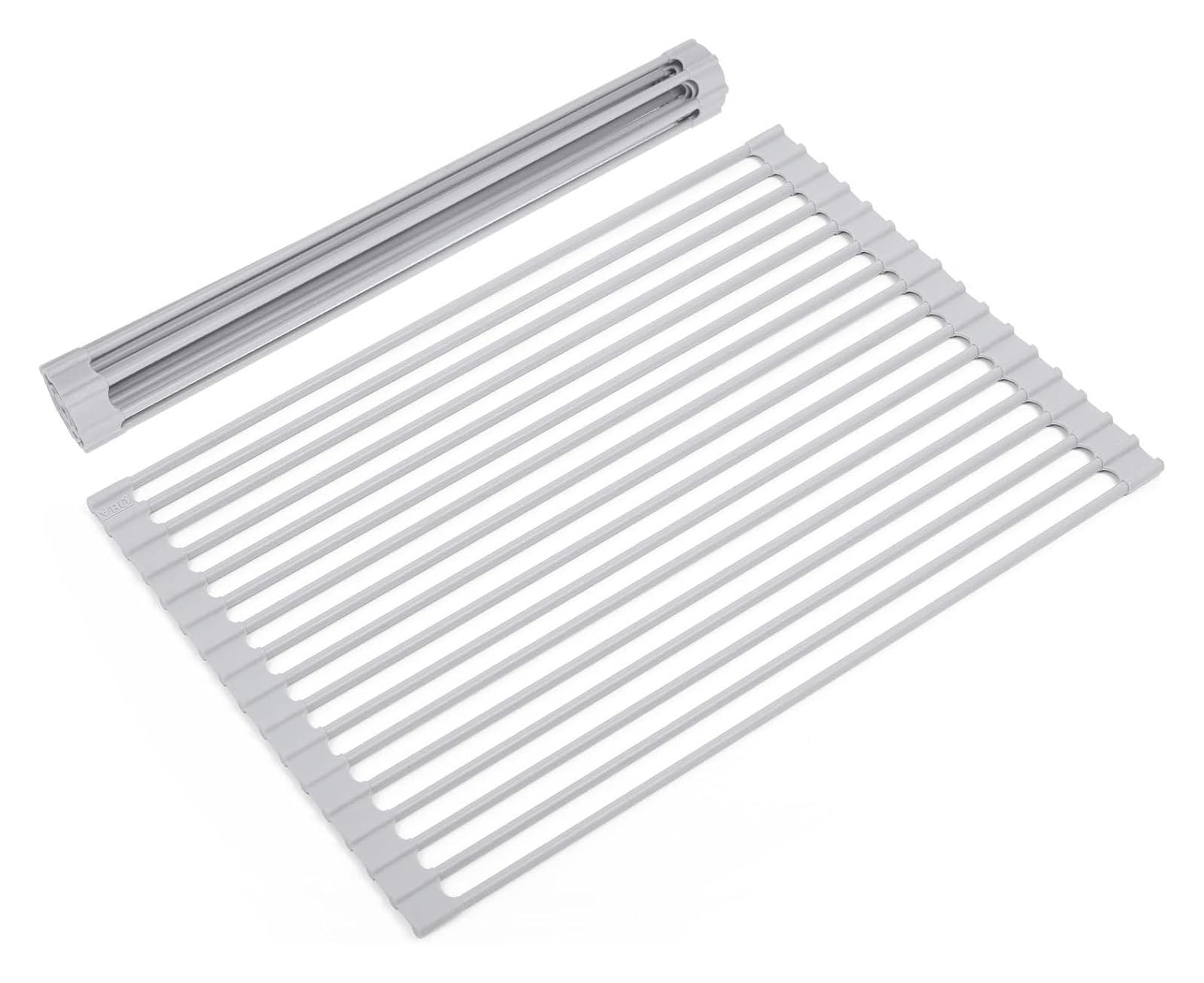 FVDZRFIE Silicone Folding Drain Rack Dish Drain Rack Silicone Coated Stainless Steel Foldable Kitchen Sink Above Roll-up Dishes Kitchen Sink Portable Dish Rack