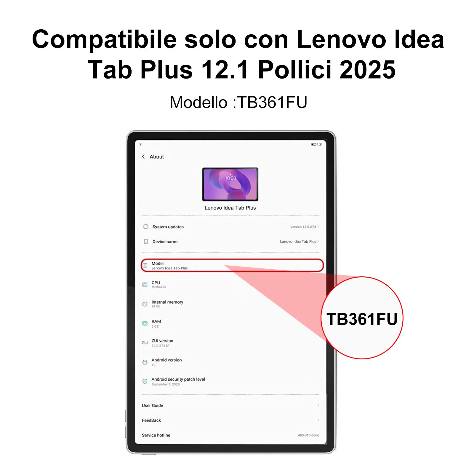 IVEOPPE Tastiera per Lenovo Idea Tab Plus 12.1" 2025, Cover Tastiera Italiano QWERTY, Senza Fili Bluetooth Staccabile Custodia Keyboard per Lenovo Idea Tab Plus 12.1 Pollici 2025, Nero