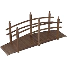7.5 Ft Garden Bridge - Wooden Footbridge for Outdoors, Safety Side Rails with Fashionable Design, Decorative Garden Walkway for Stream, Creek, Pond, Brown