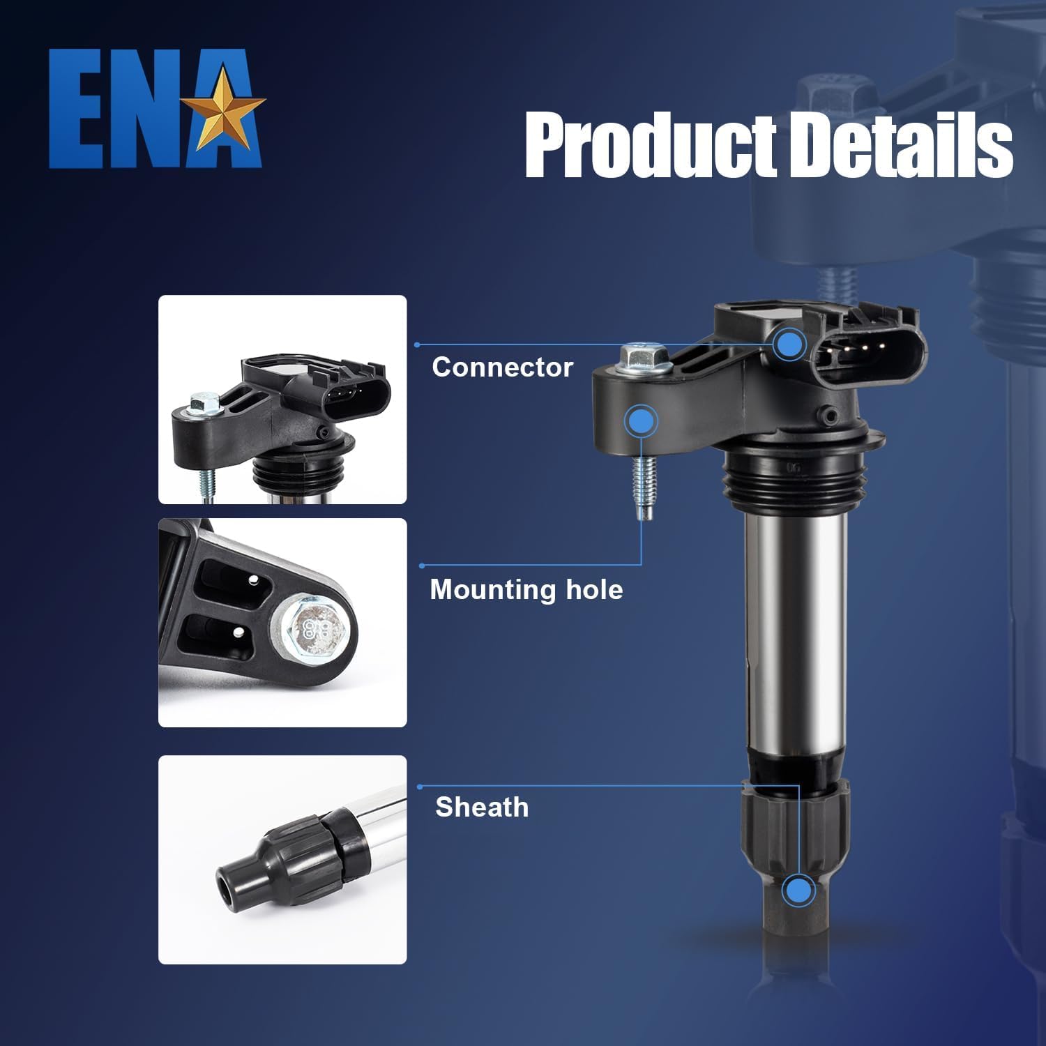 ENA Set of 6 Ignition Coil and 6 Connector Compatible with Buick Chevrolet Cadillac GMC Saturn Pontiac Enclave CTS Malibu Canyon Terrain Impala V6 3.6L 3.0L 2.8L Replacement For UF569