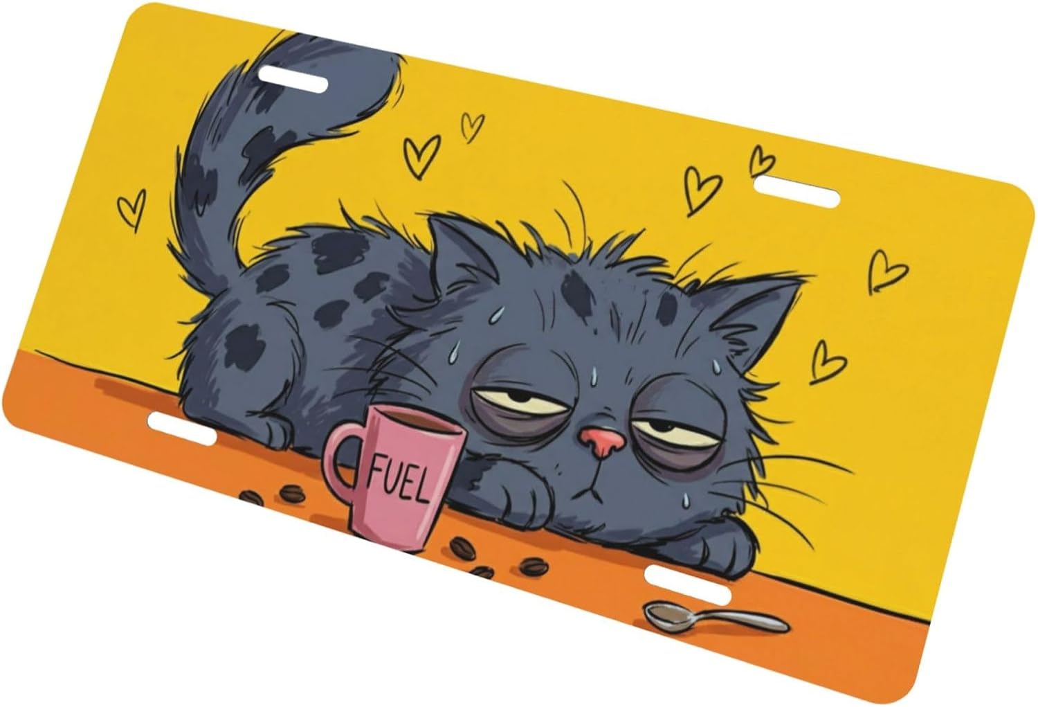 Sleepy Cat Fuel Mug Decorative License Plate 6x12 Aluminum Car Tag image 3