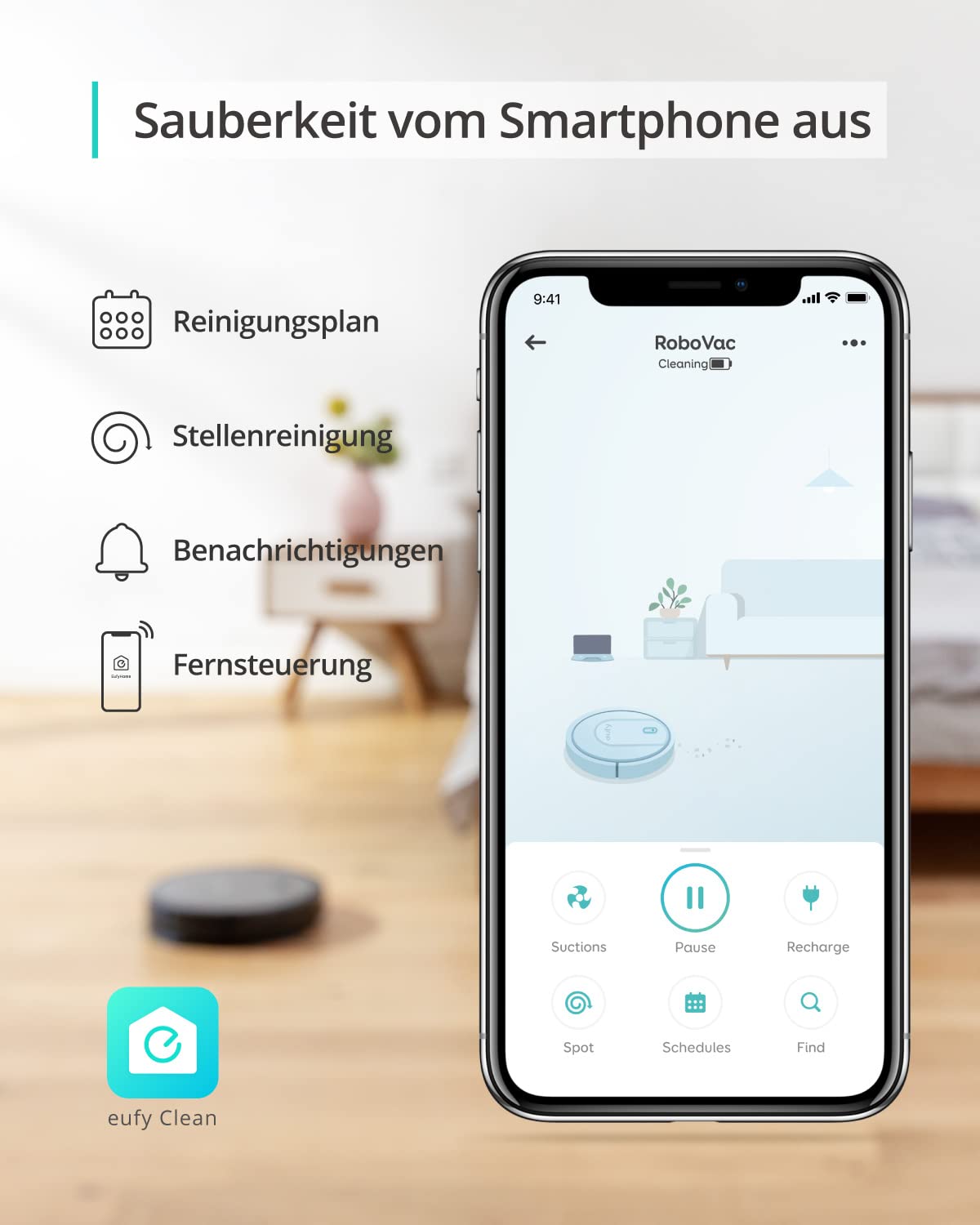 eufy Saugroboter mit Wischfunktion, RoboVac G10 Hybrid, Smart Dynamic Navigation, 2-in-1 Sauger & Wischmopp Roboterstaubsauger, 2000Pa Saugkraft, Selbstaufladend, ideal für Hartböden (Schwarz)