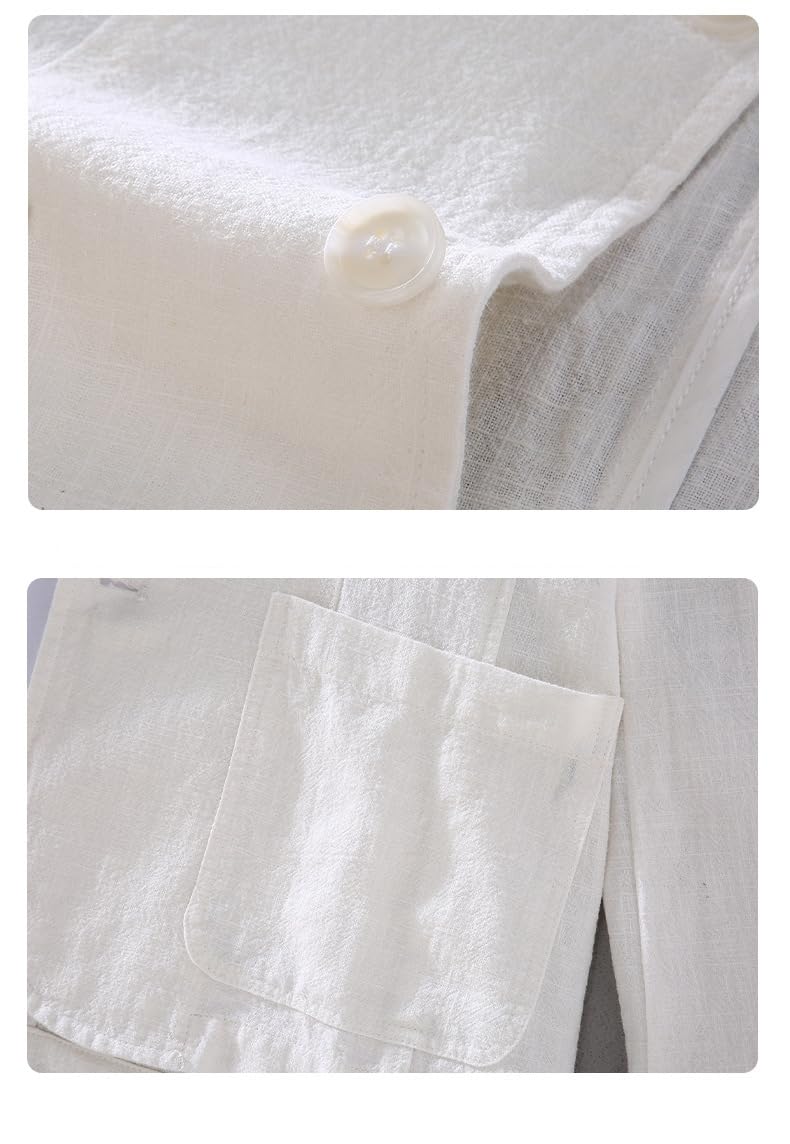 Chaquetas De Verano para Hombre Blazers para Hombre Estilo Casual Elegante Corte Regular Algodón Lino Chaqueta De Traje Deportiva Moderna Manga Larga Solapa con Muesca Abrigo De Traje De Dos Botone