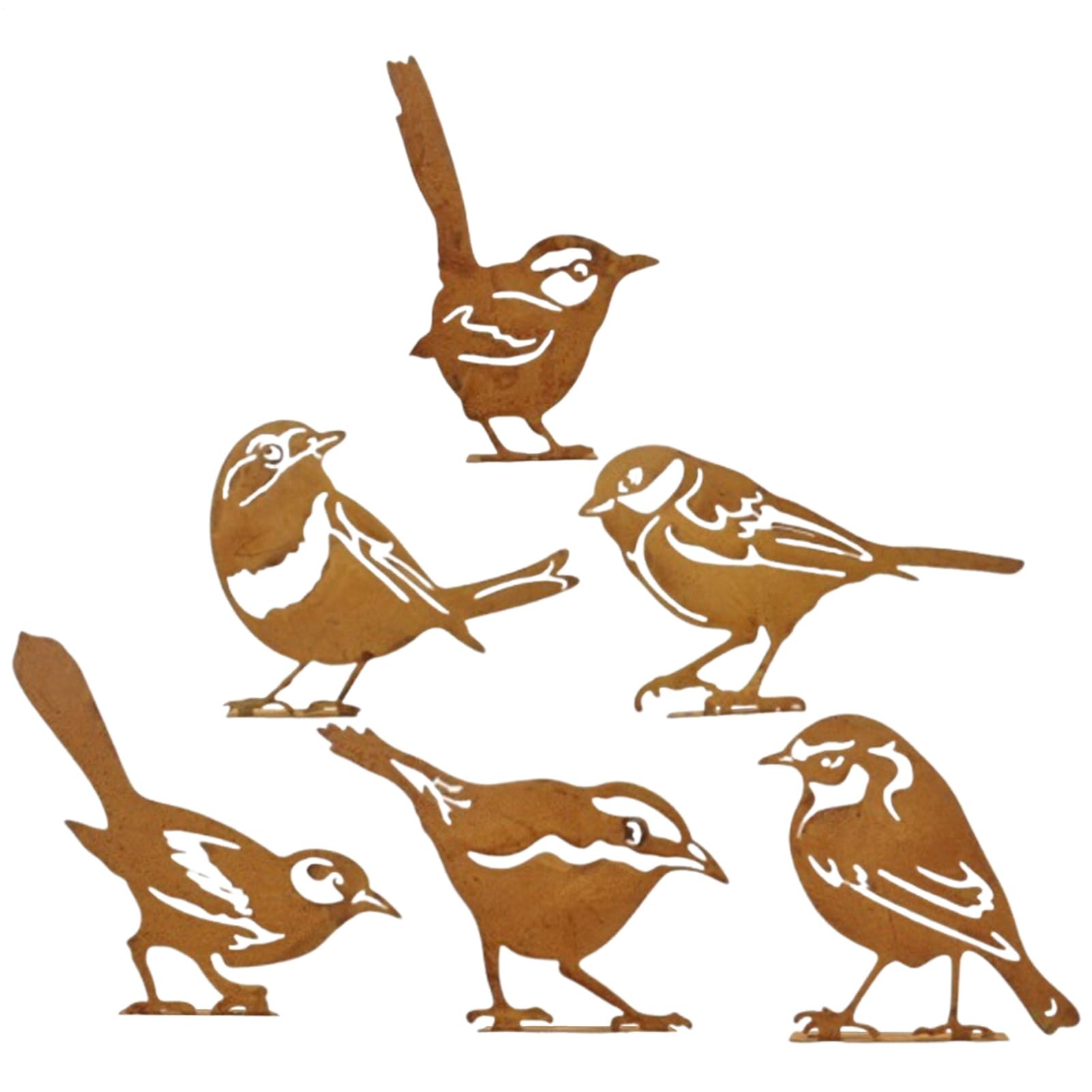 Statues d'oiseau vintage rouillées pour embellir jardin vide