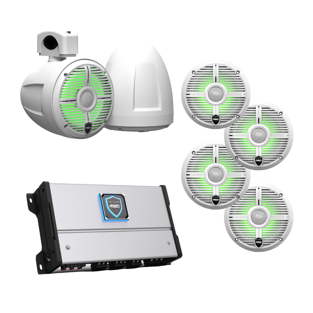 wet sounds HTM-6 Full-Range Class-D 85x6 W RMS @4 OHM Amp, 2 Pairs Recon 6 XW-W RGB LED 6.5