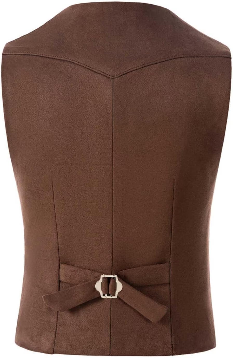 Retro Boys Cowboy Vest Suede Leather Western Vest Slim Fit Vintage Casual Waistcoat with Pockects