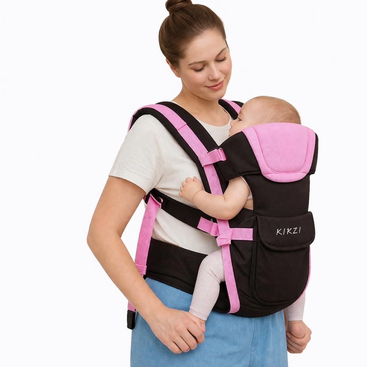 Kikzi Ergonomic Strong Breathable Adjustable Infant Baby Carrier Backpack (Black) — view 11