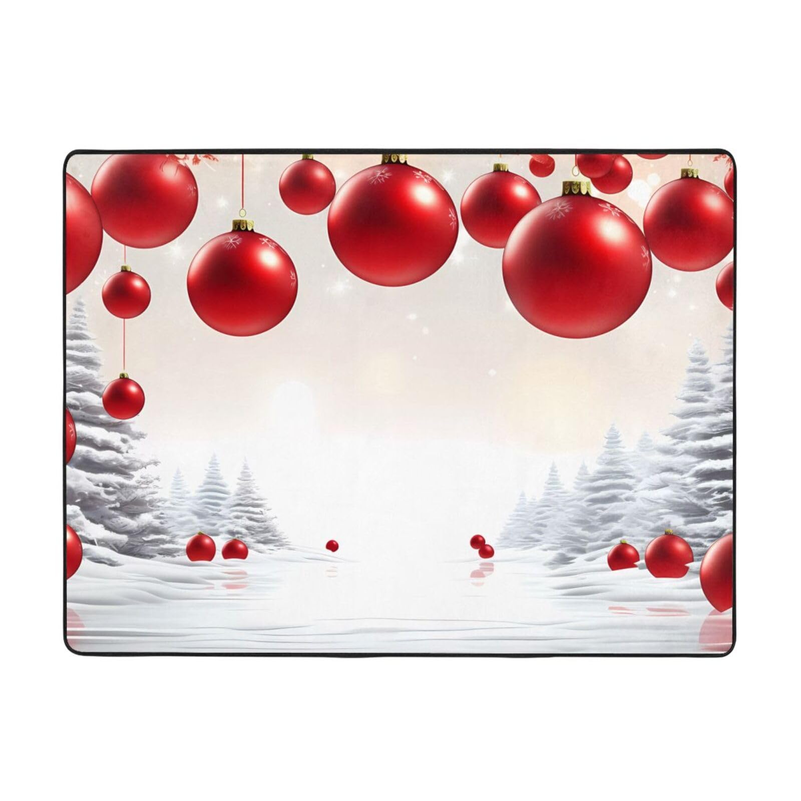 Tapis de chambre enfant motif boule rouge 160x122 cm doux et sécurisé