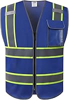 Vista 1 de JKSafety Chaleco de Alta Visibilidad con Múltiples Bolsillos y Forro de Malla Lite que Cumple con los Estándares ANSI/ISEA