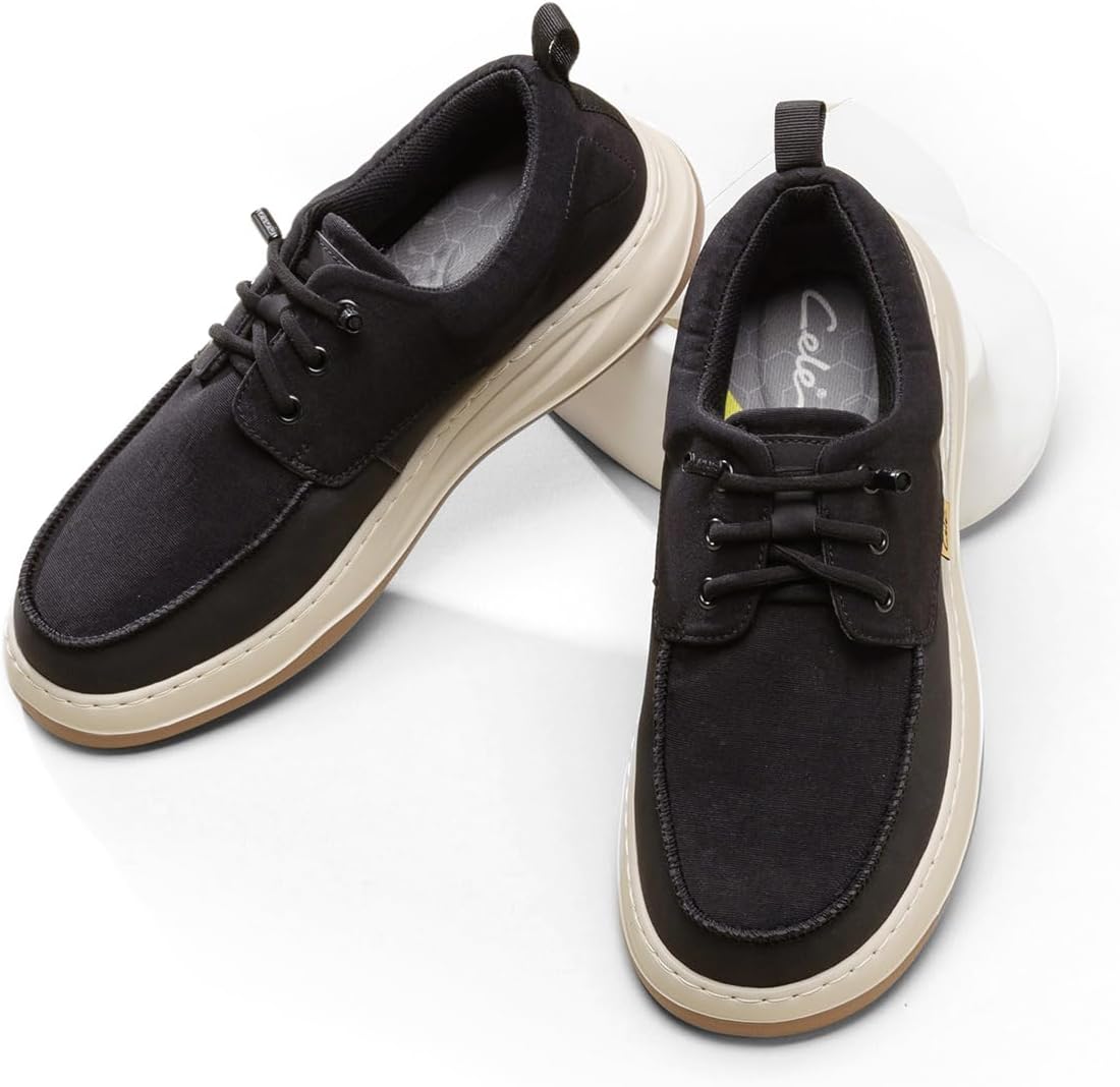 CELE Mens Slip On Casual Dress Shoes Wide Walking Sneakers Orthopedic Boat Loafers with Arch Support Comfortable Lightweight Non Slip - Image 2