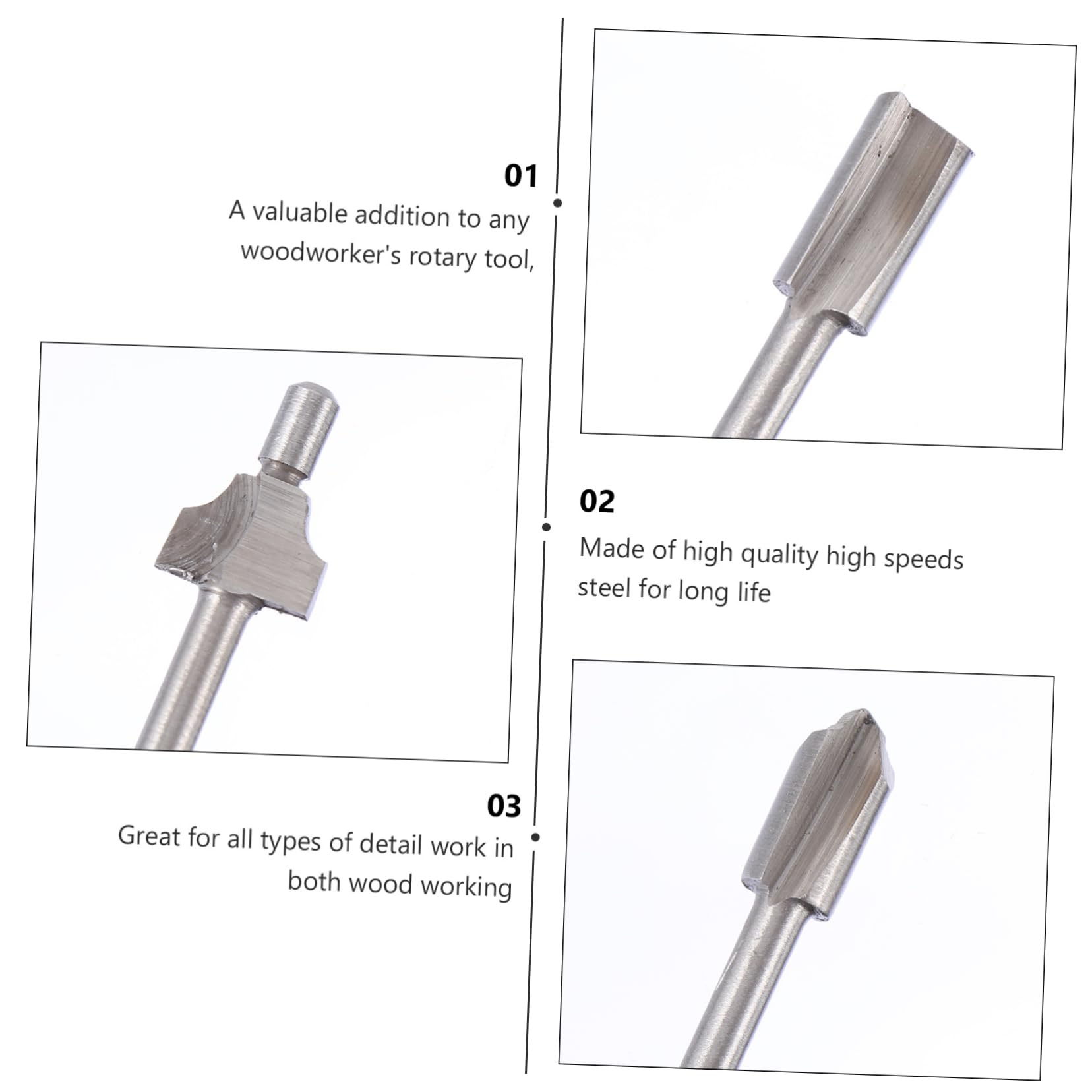 OSALADI Lot De 3 Fraises De Toupie 1/8 Pouce Avec Revêtement En Nitrure De Titane Pour Machines Cnc Processus De Meulage Silencieux Antiadhésif 10 Pièces X 3